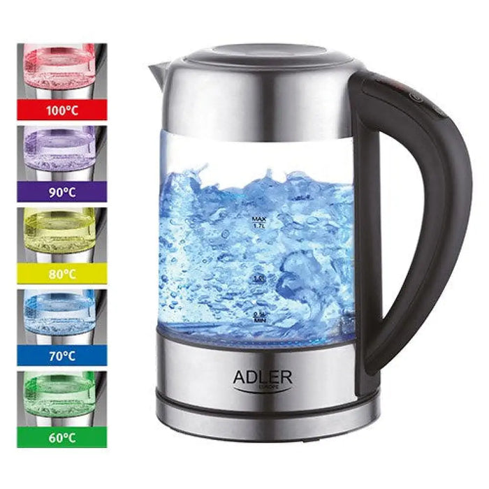 Adler AD 1247 NEW електрическа кана 1.7 L 2200 W Черна