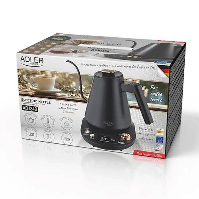 Adler AD 1349 Електрическа кана с дълъг чучур 1.0L Черна