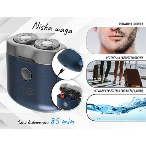 Adler AD 2937 Мъжка самобръсначка Rotation shaver Blue