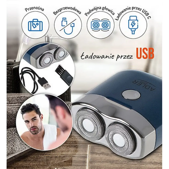 Adler AD 2937 Мъжка самобръсначка Rotation shaver Blue