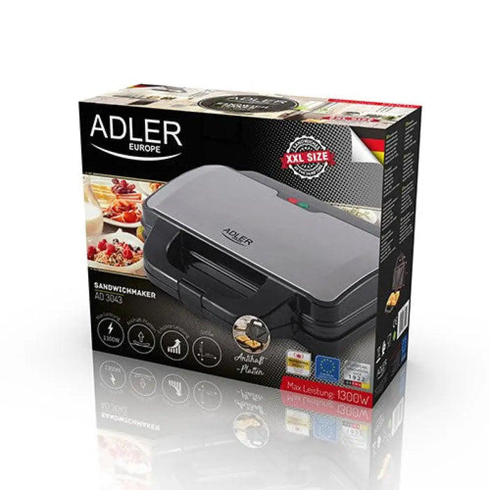 Adler AD 3043 уред за сандвичи 1300 W Черен