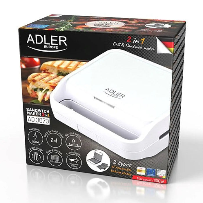Adler AD 3070W Сандвич тостер Бял