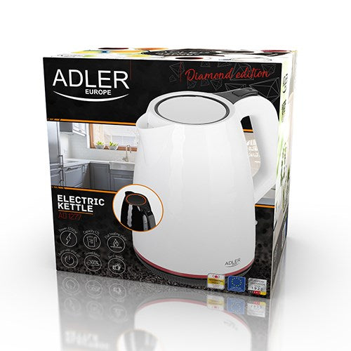 Adler AD 1277 W електрическа кана 1.7 L 2200 W Бяла