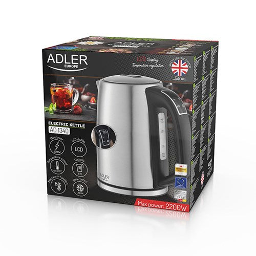 Електрическа кана Adler AD 1340 1.7 L 2200 W Черна, Сребриста