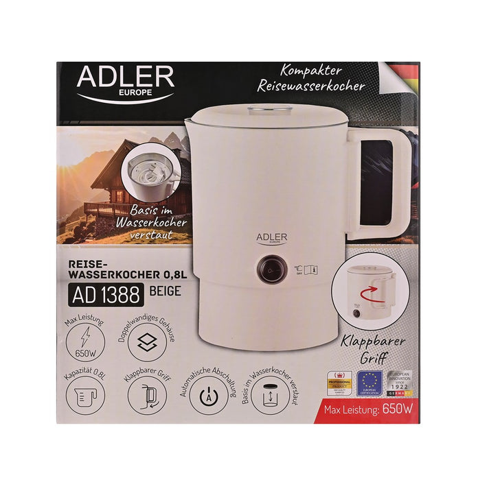 Електрическа кана ADLER AD 1388b tourist 0.8 L 650 W Бежова