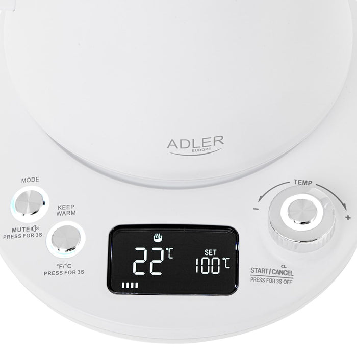 Електрическа кана ADLER AD 1349w с дълъг чучур 1.0L Бяла