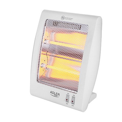 Електрически отоплител Adler AD 7709 за вътрешен монтаж, бял, 800 W, кварцов