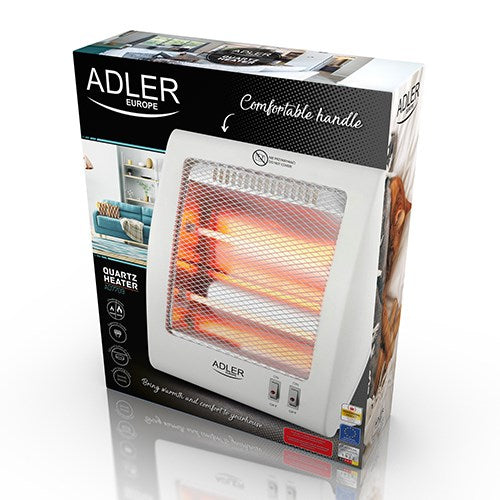 Електрически отоплител Adler AD 7709 за вътрешен монтаж, бял, 800 W, кварцов