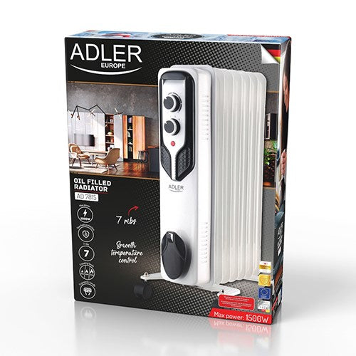 Електрически нагревател Adler AD 7815 Indoor White 1500 W Маслен електрически нагревател
