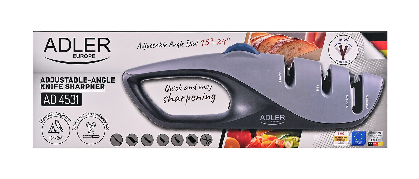 Точилка за ножове ADLER AD 4531 Черна, Сива