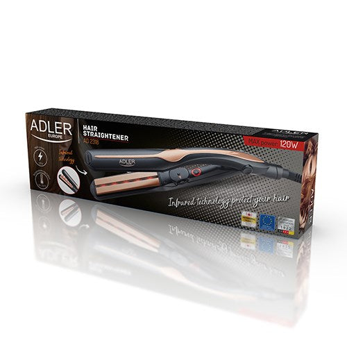 Преса за коса Adler AD 2318, топла черна, коралова, 120 W