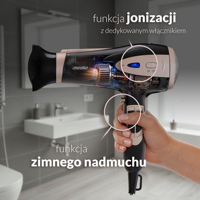 Сешоар Adler Mesko MS 2287 2400 W Черен, Шампанско