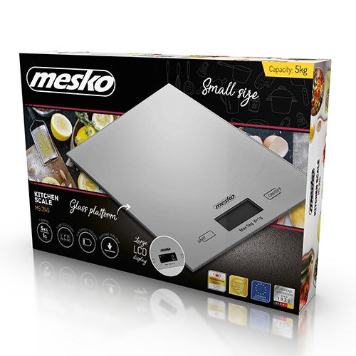 Mesko MS 3145 Електронна кухненска везна, сива, за плот, правоъгълна