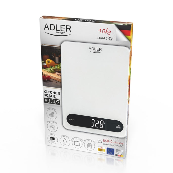 Adler AD 3177wb Електронна кухненска везна Бяло, Черно