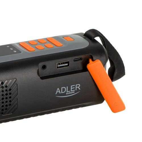 Adler AD 1920 Аварийно радио, соларен панел / манивела / външна батерия 4500 mAh, черен