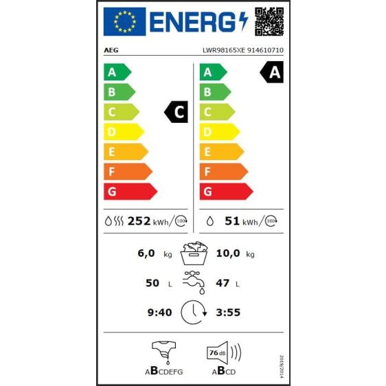 Пералня със сушилня AEG LWR98165XE, 10/6 кг, WiFi, 1600 об/мин.