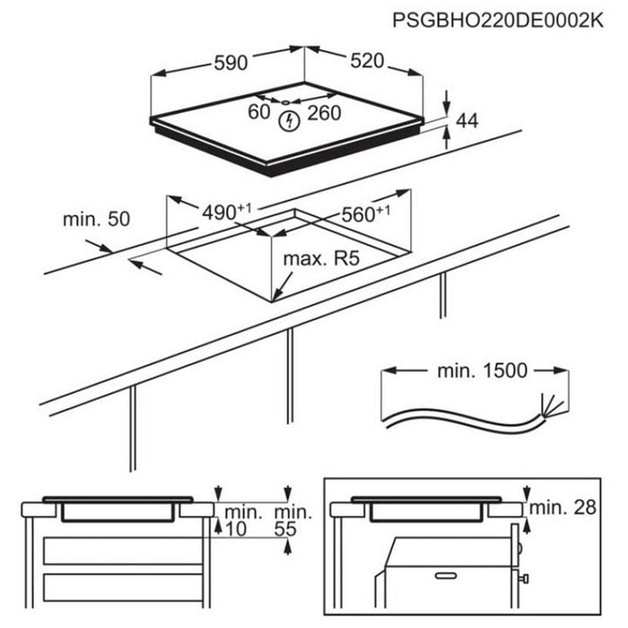 Плот за вграждане AEG TN64IA00FB, 60 см, индукция
