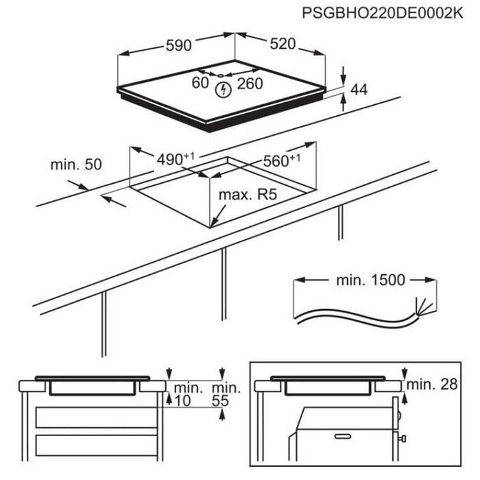Плот за вграждане AEG TO64IM00FB, MultipleBridge 60 см, индукция