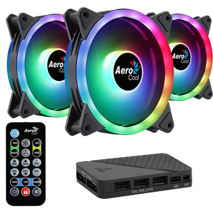 Aerocool DUO12PRO Kit 3xFan 12cm ARGB LED Dual Ring