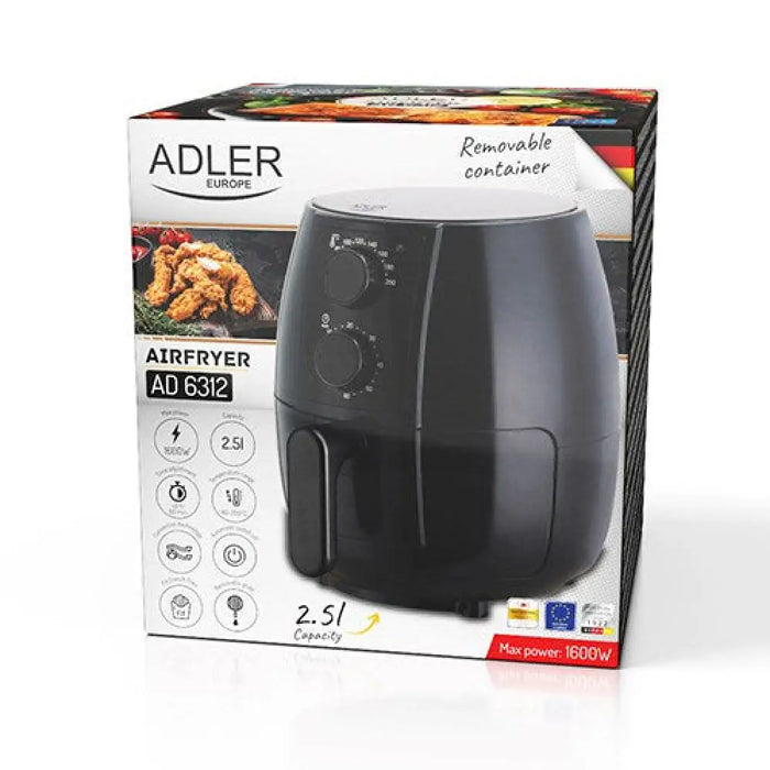 Airfryer Adler AD 6312 Фритюрник 2,5 литра без мазнина Черен