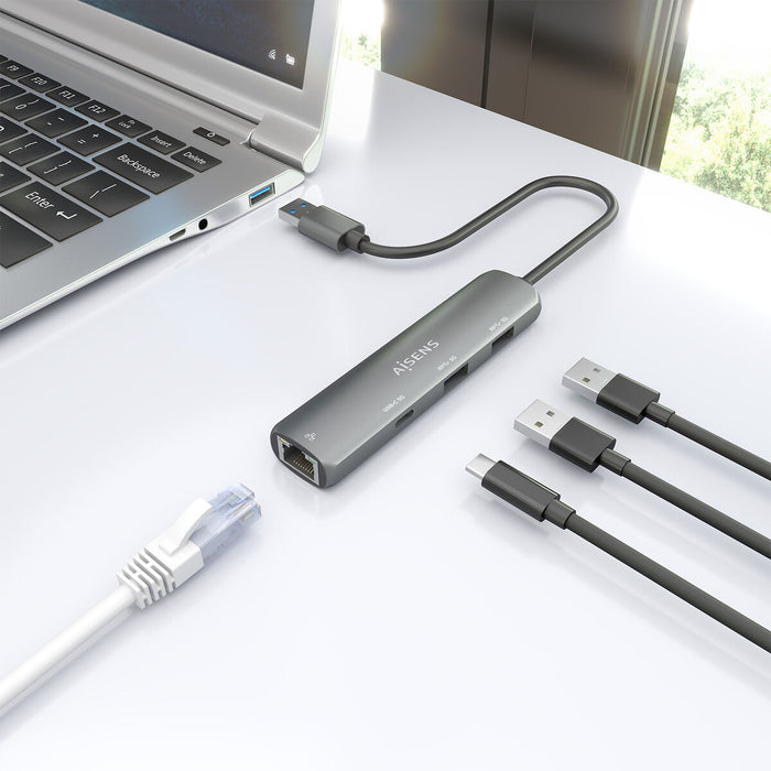 USB извод Aisens ASUC-4P035-GR Сив