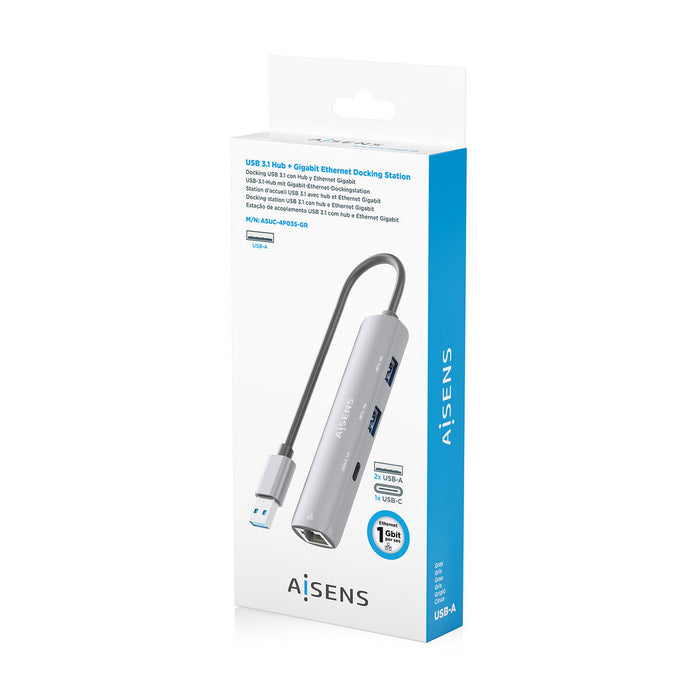 USB извод Aisens ASUC-4P035-GR Сив
