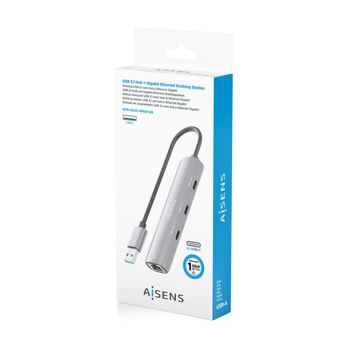 USB извод Aisens ASUC-4P037-GR Сив