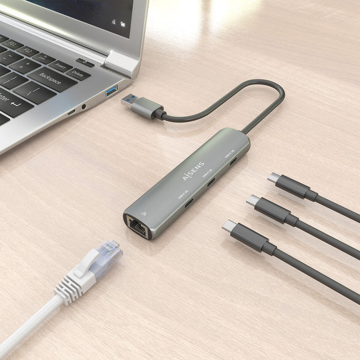 USB извод Aisens ASUC-4P037-GR Сив