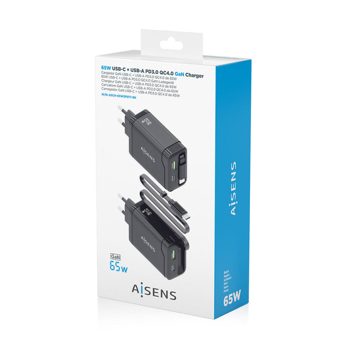Зарядно за стена Aisens ASCH-65W3P071-BK Черен