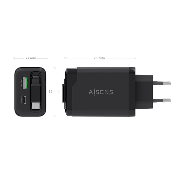 Зарядно за стена Aisens ASCH-65W3P071-BK Черен