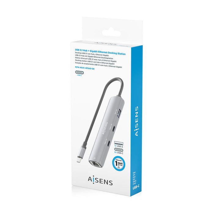 USB извод Aisens ASUC-4P040-GR Сив