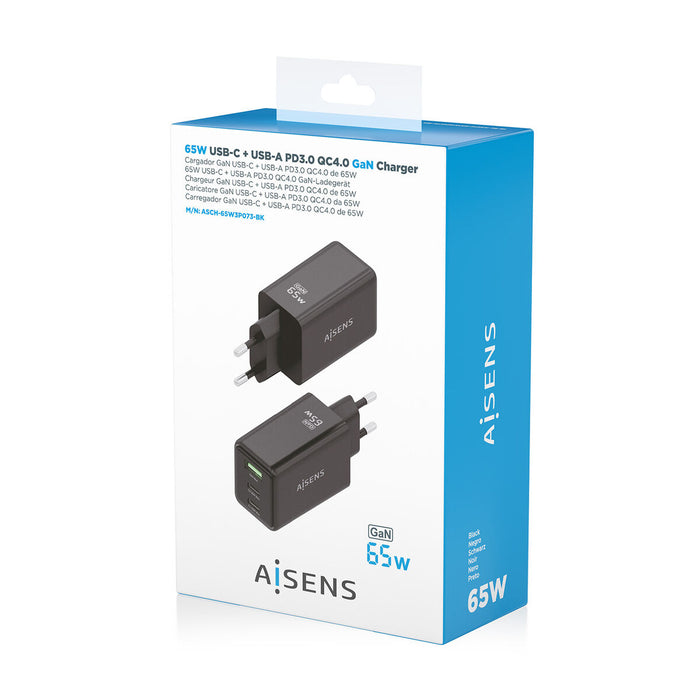 Зарядно за стена Aisens ASCH-65W3P073-BK Черен