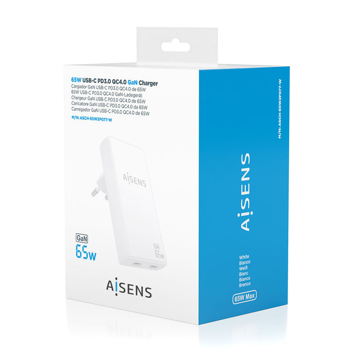 Зарядно за стена Aisens ASCH-65W2P077-W Бял 65 W
