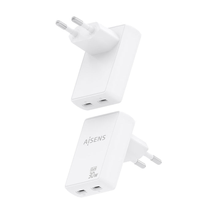 Зарядно за стена Aisens ASCH-30W2P075-W Бял 30 W