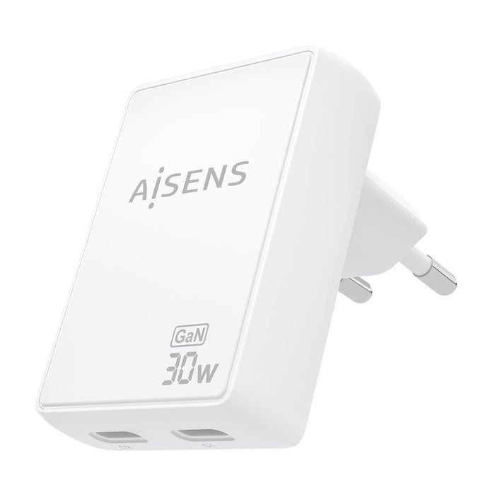 Зарядно за стена Aisens ASCH-30W2P075-W Бял 30 W