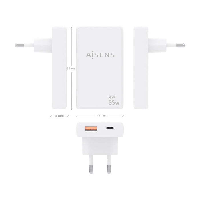 Преносима батерия Powerbank Aisens ASCH-65W2P076-W Бял