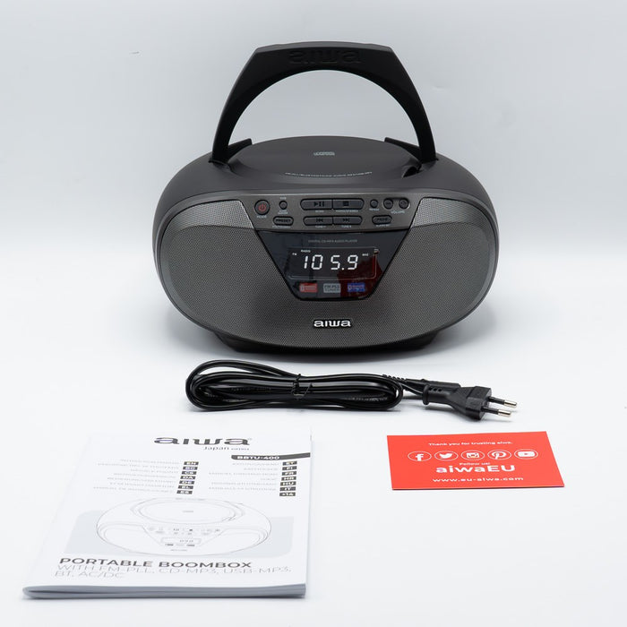 Aiwa BBTU-400BK преносима стерео система аналогова и цифрова 6 W FM черна MP3 възпроизвеждане