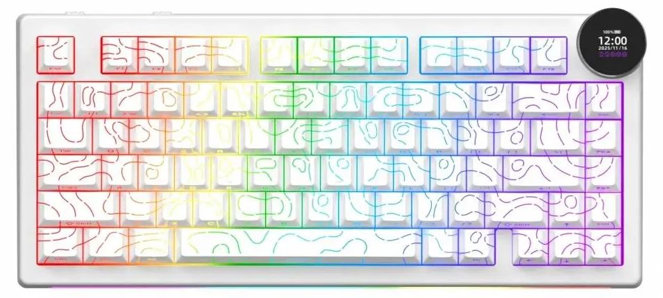 Механична клавиатура AJAZZ - AK820 V2 PRO, безжична, Ajazz White Peach, RGB, бяла