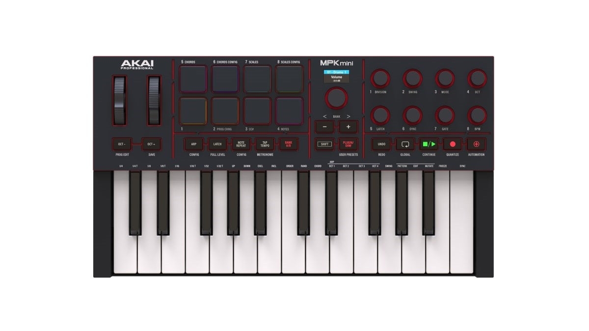 AKAI MPK Mini MK4 - MIDI контролер / клавиатура за управление, черен