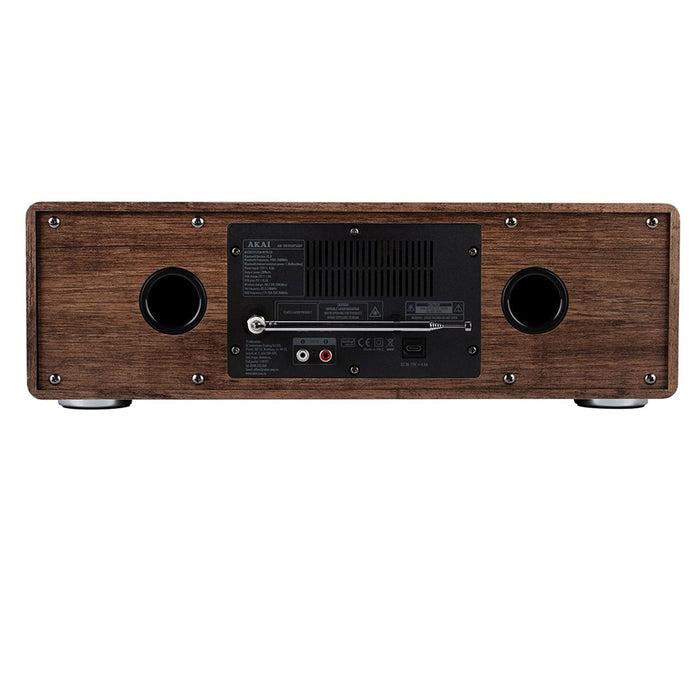 AKAI AM-100 RHAPSODY Стерео система 30W RMS, Bluetooth 5.0, DAB+/FM, CD/USB, AUX, кафяво-черна