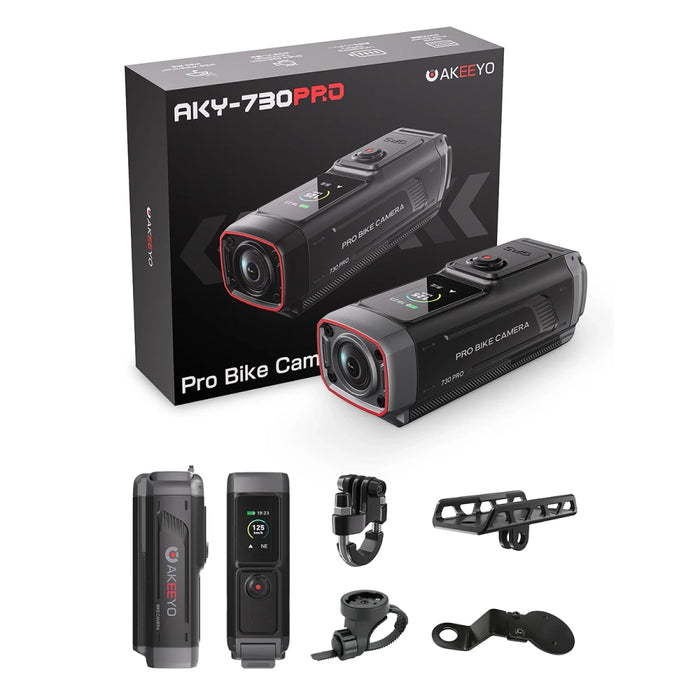 AKEEYO 730Pro 4K Видеорекордер за кормило Спортна камера за велосипеди и мотоциклети - Черна