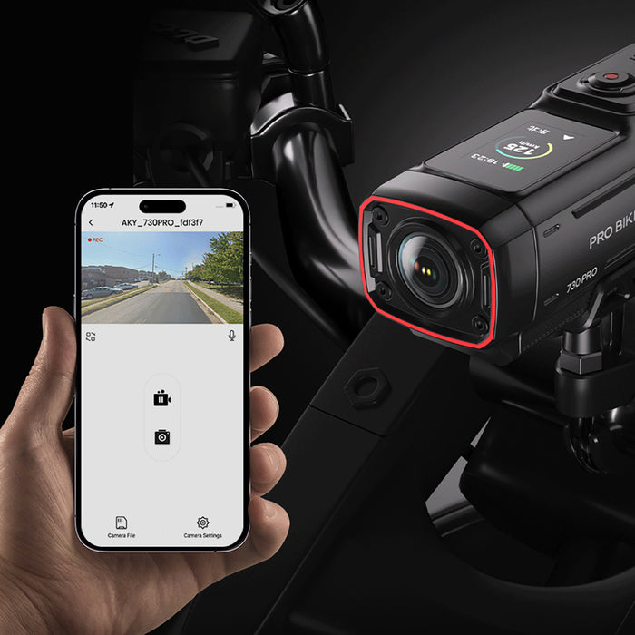 AKEEYO 730Pro 4K Видеорекордер за кормило Спортна камера за велосипеди и мотоциклети - Черна