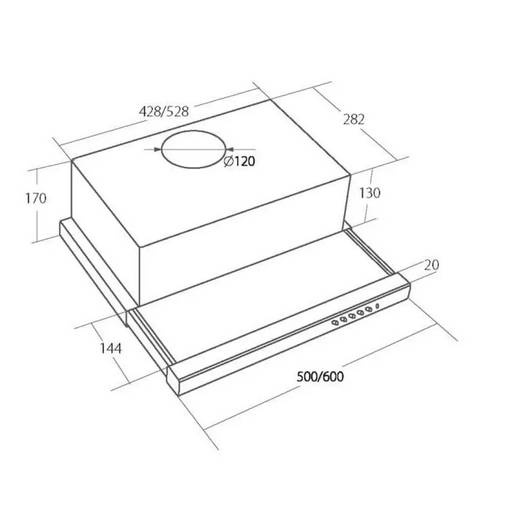 Akpo WK-7 Light Glass 50 Аспиратор за под шкаф Inox черен