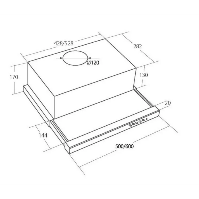 Akpo WK-7 Light Glass 50 Аспиратор за под шкаф Inox черен