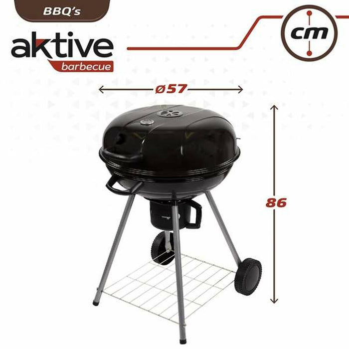 Барбекю на Колела с Въглища Aktive Textilene 57 x 86 cm Черен