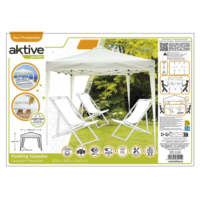 Беседка Aktive Max-Air Бял 300 x 300 x 250 cm Плат Стомана