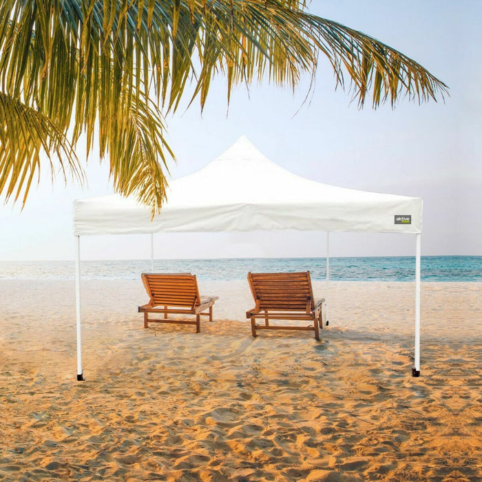 Беседка Aktive 300 x 300 x 220 cm Бял Сгъваем Регулируема височината