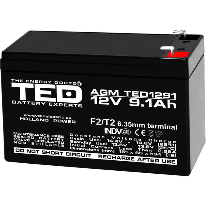 АКУМУЛАТОР 12V / 9AH AGM TED ELECTRIC