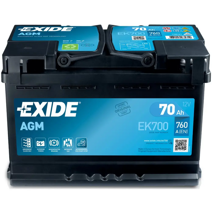 АКУМУЛАТОР EXIDE 70AH 760A AGM