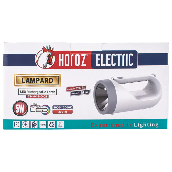 АКУМУЛАТОРЕН LED ФЕНЕР 5W IP20 БЕЛ HOROZ